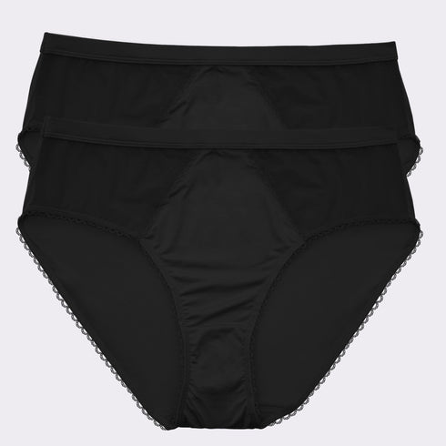 PARFAIT Micro Dressy PP306 French Cut High Waisted Sexy Sheer Panties (2 Pack) - Black