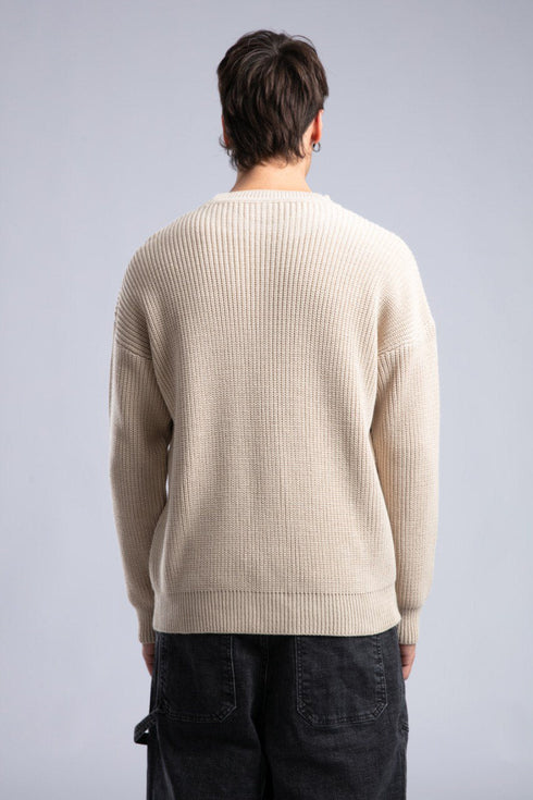 Ribbed Knit Crewneck Sweater – Oversize Unisex Pullover