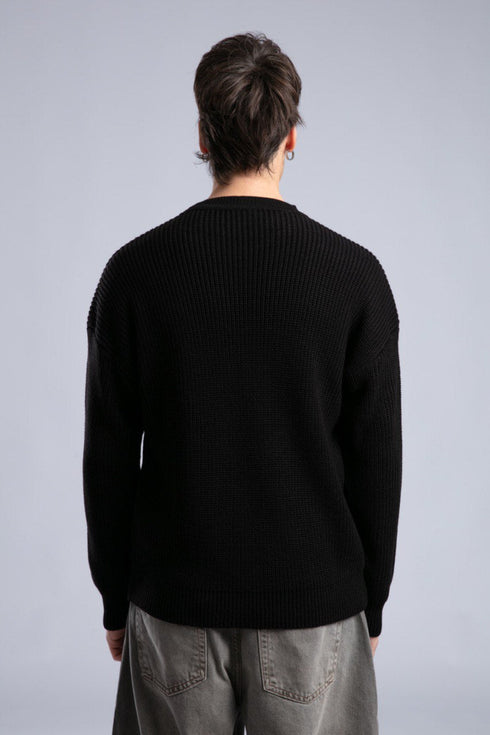 Ribbed Knit Crewneck Sweater – Oversize Unisex Pullover