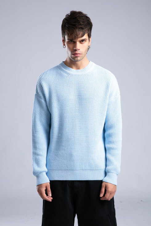 Ribbed Knit Crewneck Sweater – Oversize Unisex Pullover