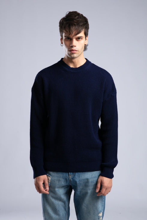 Ribbed Knit Crewneck Sweater – Oversize Unisex Pullover