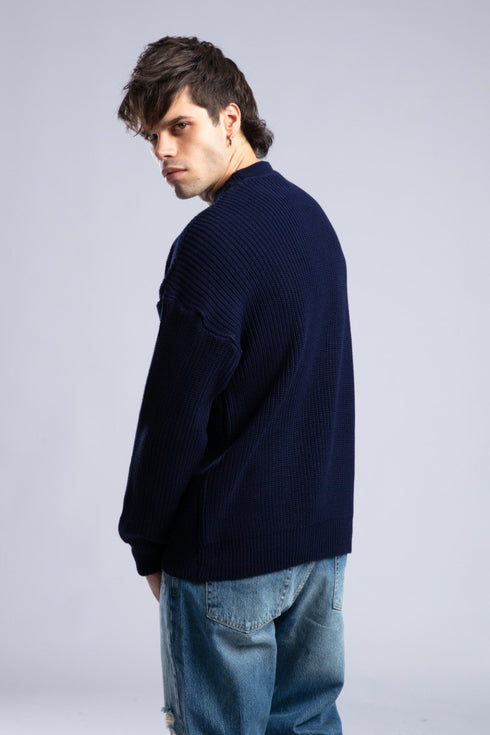 Ribbed Knit Crewneck Sweater – Oversize Unisex Pullover
