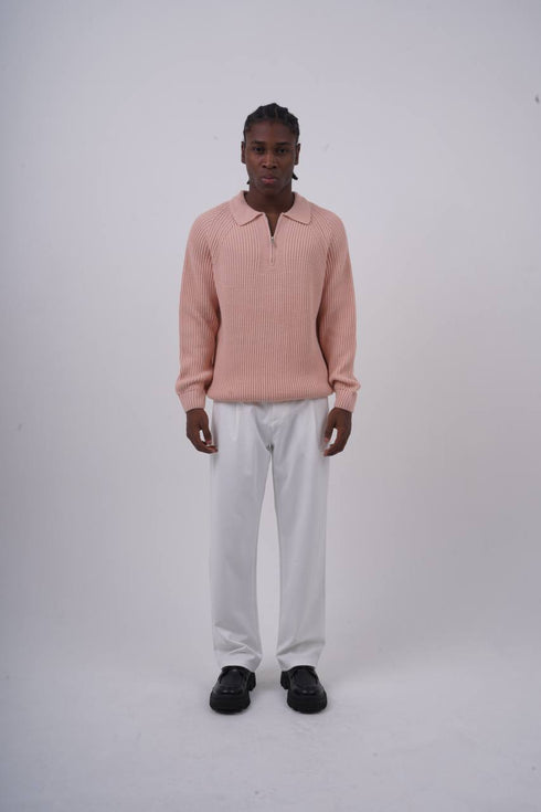 Ribbed Knit Half-Zip Sweater