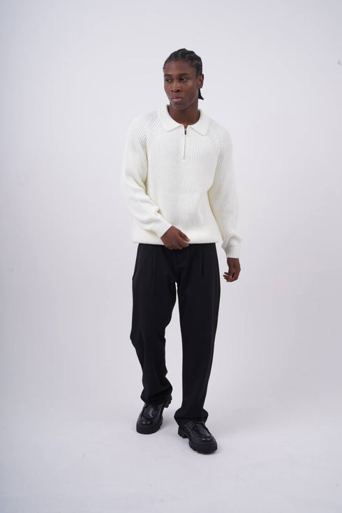 Ribbed Knit Half-Zip Sweater