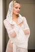 Romantic Sheer Lace Bridal Robe with cap and Bell Sleeves
