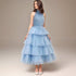 Ruffle Layered tulle Hem Haltered A-line tutu French style long prom dress