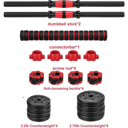 Adjustable Dumbbell Set - 22/44/66/88lbs 4-in-1 Free Weights for Home Gym