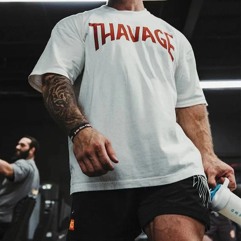 Fitness Thavage Sports T-Shirt Men's Running Body building Workout
