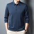 Men’s Full-Sleeve Casual Polo Shirt – Anti-Wrinkle Knit Polyester, Solid Color