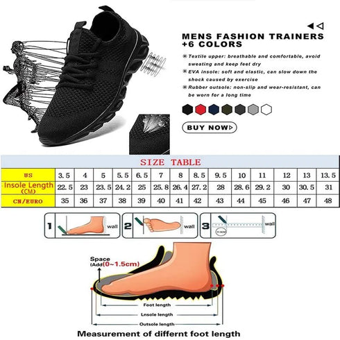 Men Black Breathable Running Shoes