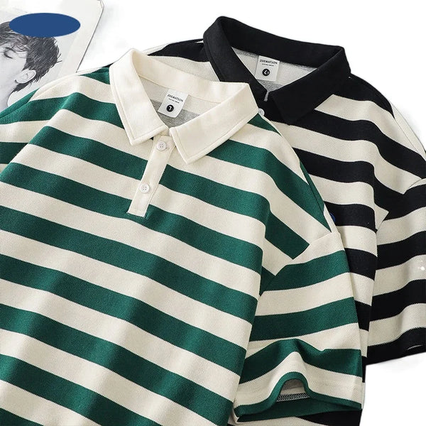Striped Short Sleeve POLO Shirt for Men-Casual T Shirts