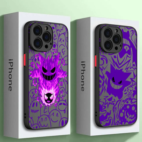 Luxury Pokemon Gengar Bumper Phone Case for iPhone SE, 7 to 15 Pro Max