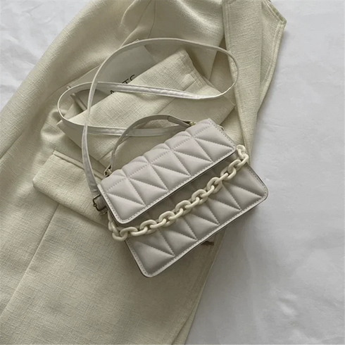 Mini Quilted PU Leather Crossbody Bag for Women – Diamond Lattice Shoulder Handbag with Chain Strap