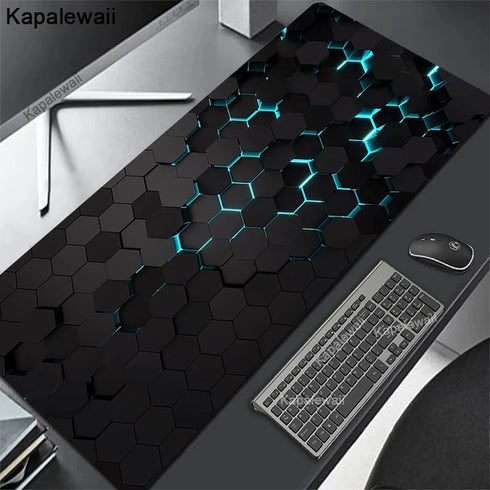 Geometric Large Gaming Mousepads- XXL Keyboard Mats-Black Desk Pad