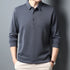 Men’s Full-Sleeve Casual Polo Shirt – Anti-Wrinkle Knit Polyester, Solid Color