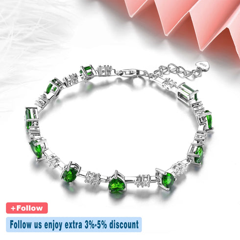 Natural Chrome Diopside Sterling Silver Bracelet – 5.2 Carats Gemstone Jewelry for Women