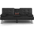 Black Recliner Sofa with Metal Legs, Cup Holders, and Foldable Sofa Bed