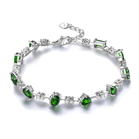 Natural Chrome Diopside Sterling Silver Bracelet – 5.2 Carats Gemstone Jewelry for Women