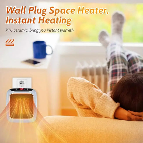 800W Wall-Mounted Space Heater with Adjustable Thermostat and Remote Control