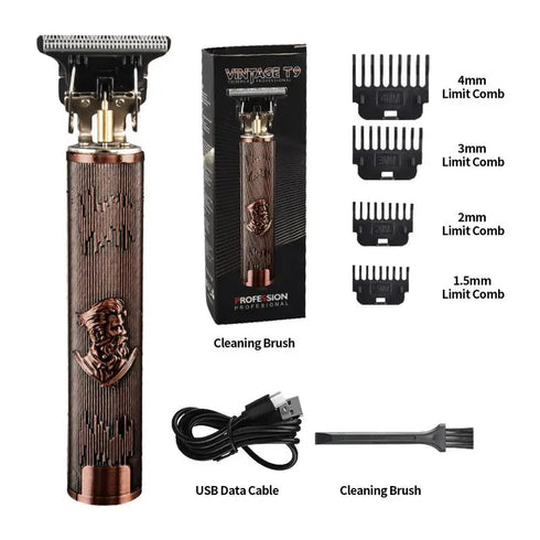 T Blade Hair Clipper USB Rechargeable Zero Gapped Trimmer For Men Household Oil Head T Blade Hair Grooming Kit Barber Supplies