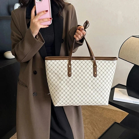 Large Capacity PU Leather Shoulder Tote Bag for Women – Versatile Everyday Handbag