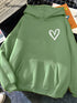 Heart Print Fleece Hoodie for Women – Casual Regular Fit Pullover with Hood