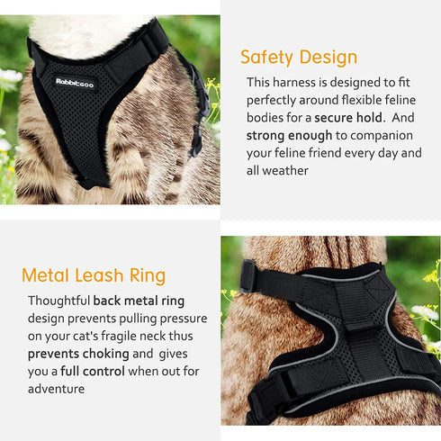 ATUBAN Cat Harness and Leash Set – Adjustable with Breathable Reflective Design Vest for Cats