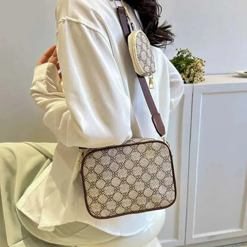 Vintage Plaid PU Leather Tote Bag for Women – Fashion Shoulder & Crossbody Handbag