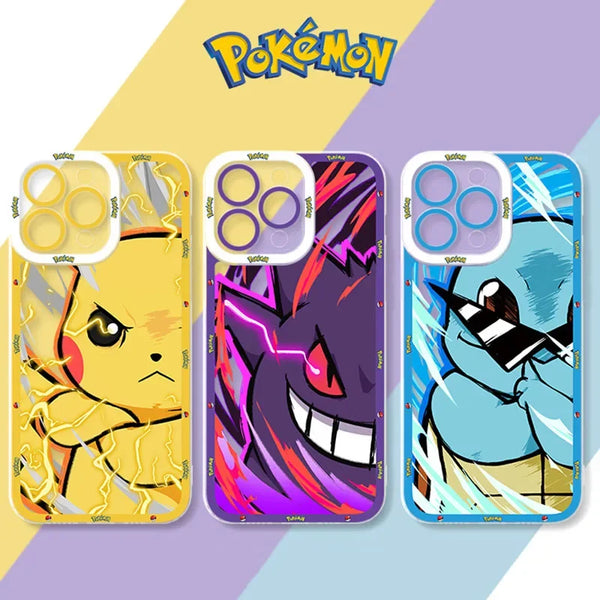 Pokemon Soft Silicone Case for iPhone 15 to SE - Lens Protective Cover