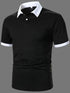 Men's New Contrast Polo Shirt-Casual Short Sleeve Tops