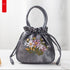 Mini Embroidered Flower Pattern Drawstring Bag Small Women Bucket Bag Top Handle Ladies Handbag Phone Bag Summer Purse