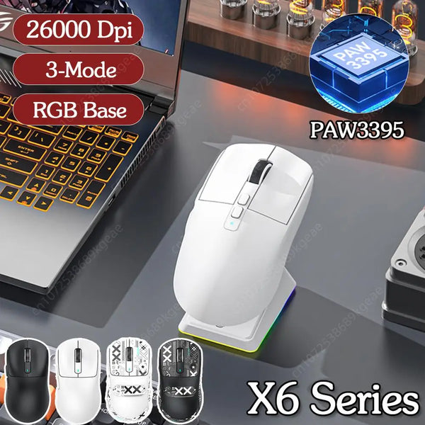 Attack Shark X6 2.4G Optical Mouse-Wireless 26000DPI PAW3395 Gaming Mouse