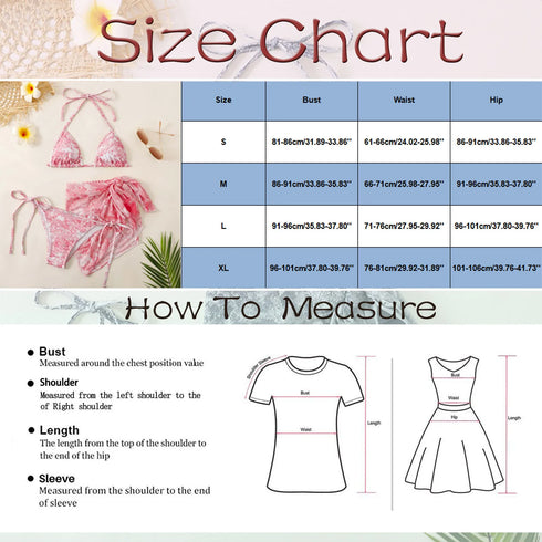 Ink Painting Bikini Set for Women-Three Piece Swimsuit