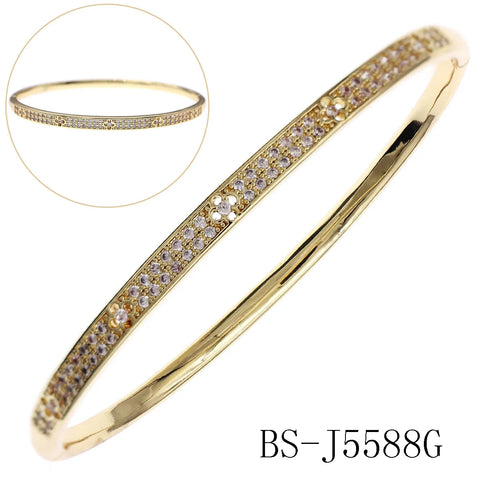 Trendy Copper with Zirconium Plant Design Bangle Bracelet for Women – Gold Plated, Simple & Elegant Jewelry