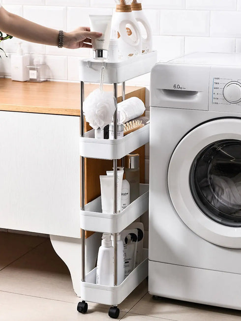 3/4 Tier Rolling Utility Cart – Slim Movable Storage Rack for Kitchen, Bathroom & Livingroom