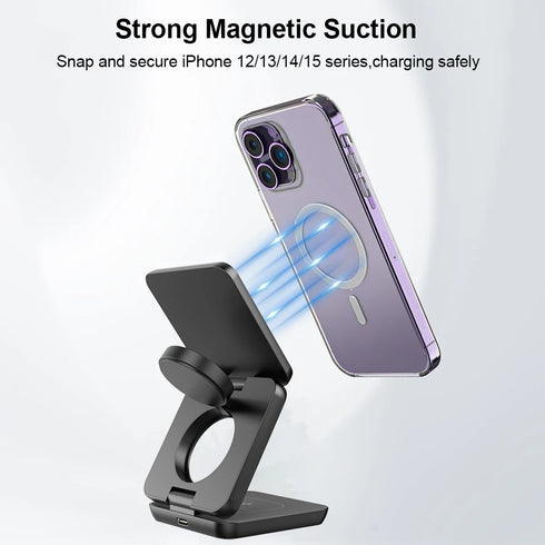 3-In-1 Foldable Magnetic Wireless Charger & Stand Kit