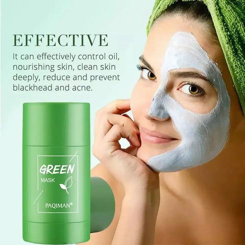 Green Tea Solid Cleansing Mask Stick – Pore Purifying Facial Treatment for Acne, Blackheads, and Oil Control – 40g Skincare for All Skin Types