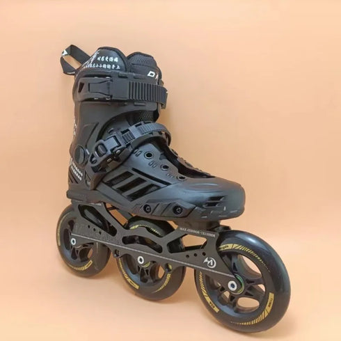 110mm 3Wheel Inline Skates – Urban Speed Roller Skates with Black & Gold Design