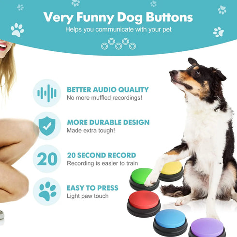 Recordable Pet Training Button - Voice Recording Dog Toy for Communication and Training