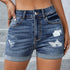 Women's Mid Waist Denim Shorts-Stretchy Pocket Jean Short