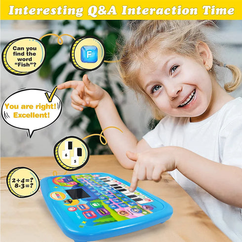 Kids Educational Tablet Toy – Literacy, Math, Music Learning with Electronic Keyboard for Ages 3-12