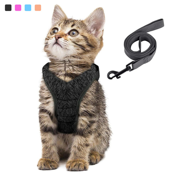 Adjustable Anti Escape Cat Harness and Leash Set - Breathable Lightweight Pet Vest