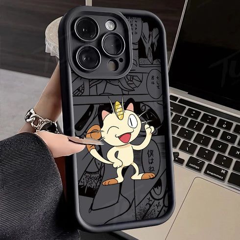 Pokemon Psyduck Meowth Phone Case For iPhone 14 15 Pro Max 13 12 11 X XS XR 7 8 Plus SE 2020 Soft Silicone Shockproof Cover