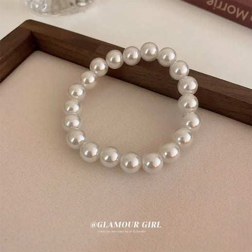 Elegant Simulated Pearl Beaded Bracelet for Women – Adjustable, Classic Style, Perfect for Any Occasion