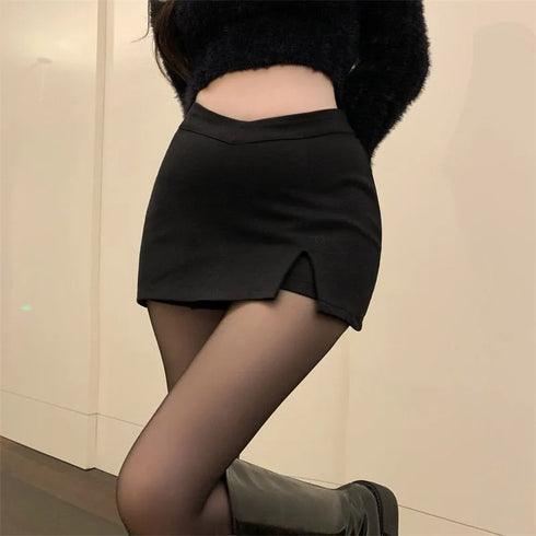 Women’s High Waist Split Mini Skirt - Sexy Club Streetwear A-Line Skirt for Summer Parties and Korean Fashion