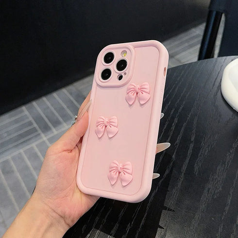 3D Pink Butterfly Silicone Soft Phone Case | Shockproof, Matte Anti-Glare Candy Cover for iPhone 16, 15, 14, 13, 12, 11 Pro Max, XS, XR, X, 8 Plus, 7, SE