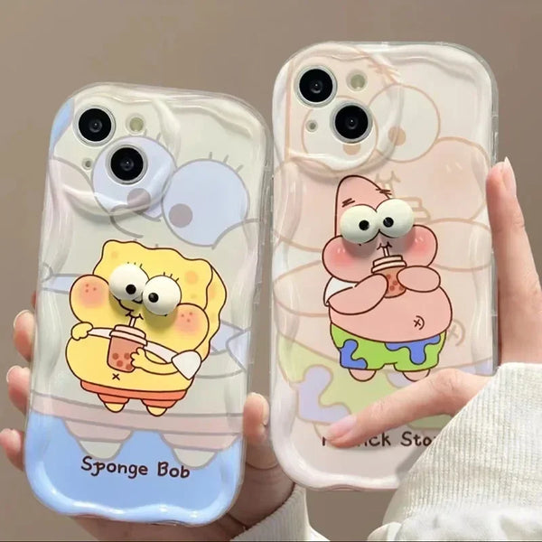 3D Lovely SpongeBob Clear Case for iPhone (Various Models) - Soft TPU Cover