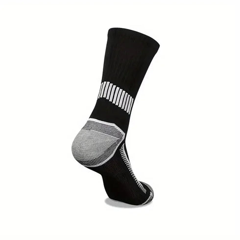 30 Pairs Crew-Length Athletic Socks for Men - High-Tube Knit Polyester Casual Socks, Comfortable & Non-Slip Winter Essentials