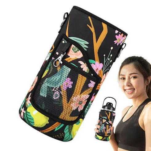 64 Oz Water Bottle with Shoulder Strap-Insulated Half Gallon Sleeve Water Bottle