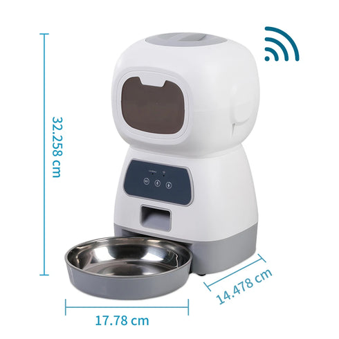 3.5L Smart WiFi Automatic Pet Feeder with Voice Recorder - Large Capacity Cat Food Dispenser